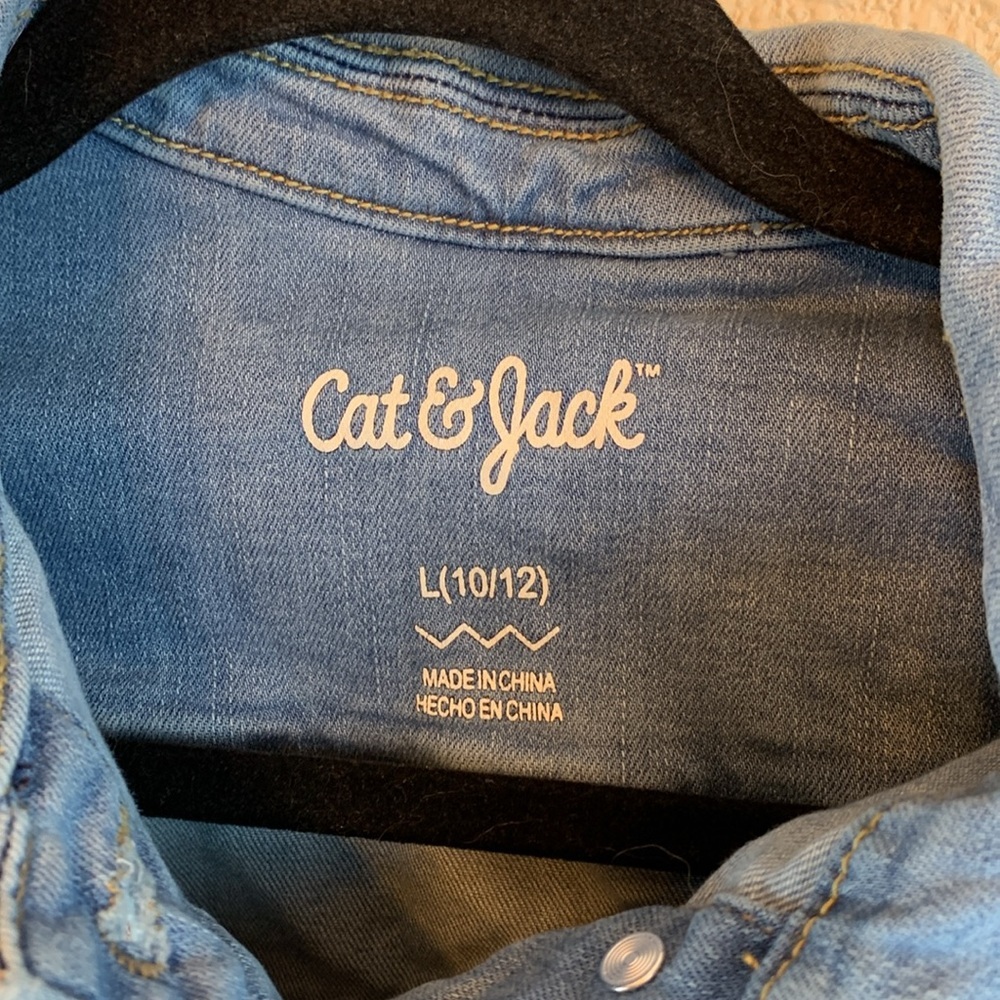 Cat & Jack sz L Jean Jacket casual preppy back to school girly light wash comfy - Picture 2 of 6